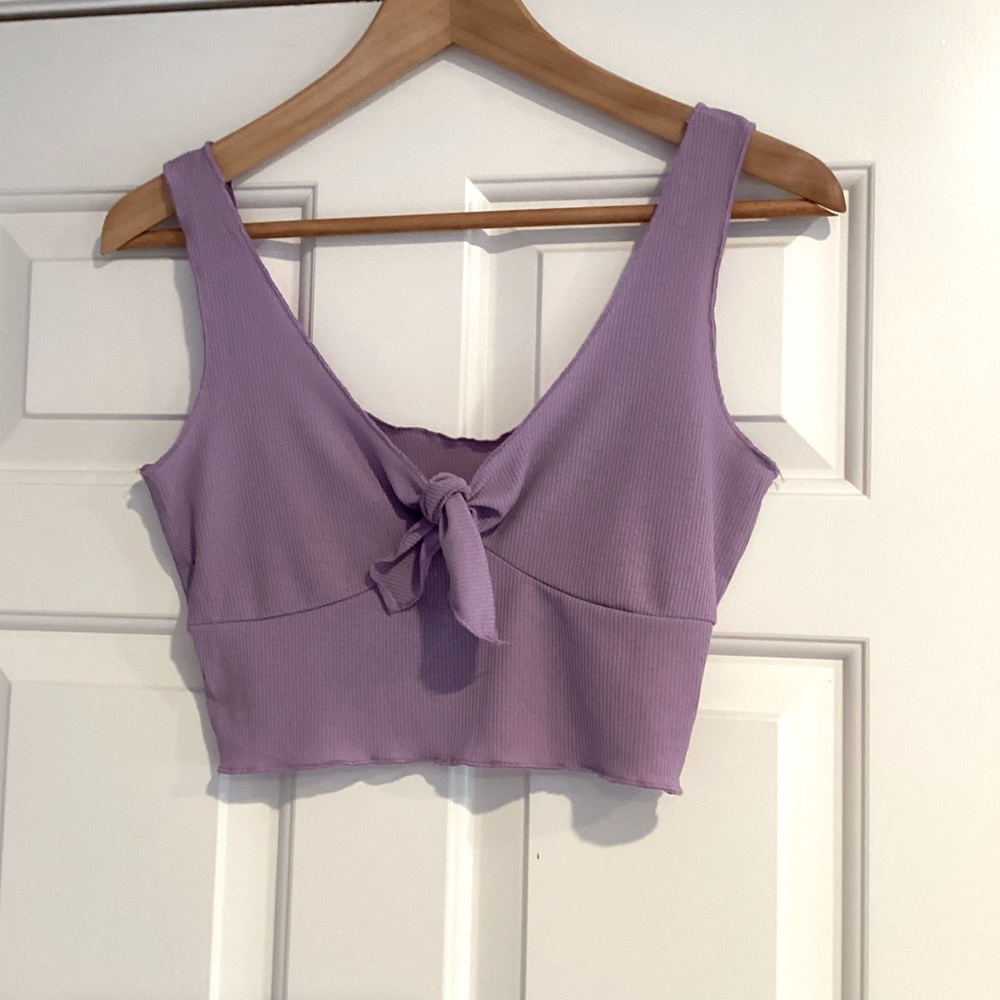 SHEIN Artie Front Rib-Knit Crop Top S